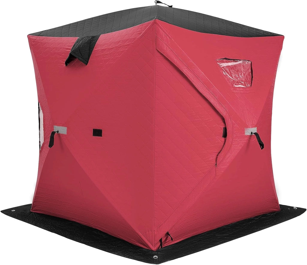 Tenda da Pesca sul Ghiaccio, Capanna di Ghiaccio in Tessuto Oxford con Finestre, Protezione Termica, Antivento e Impermeabile, per Pesca Invernale, per 2 Persone