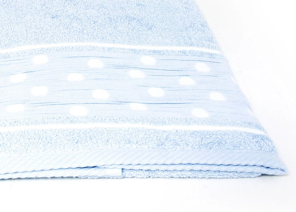 Set Asciugamano Copiola Salvietta Bagno In Spugna 100% Cotone Mod Pois Azzurro