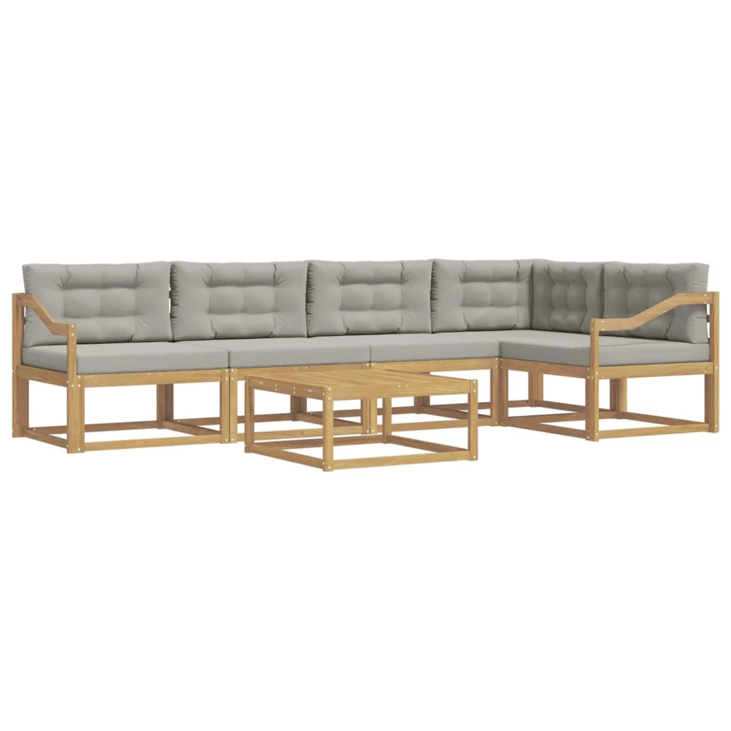 Set di divani da esterno 6 pz Bianco e Grigio Chiaro Poliestere 3386495