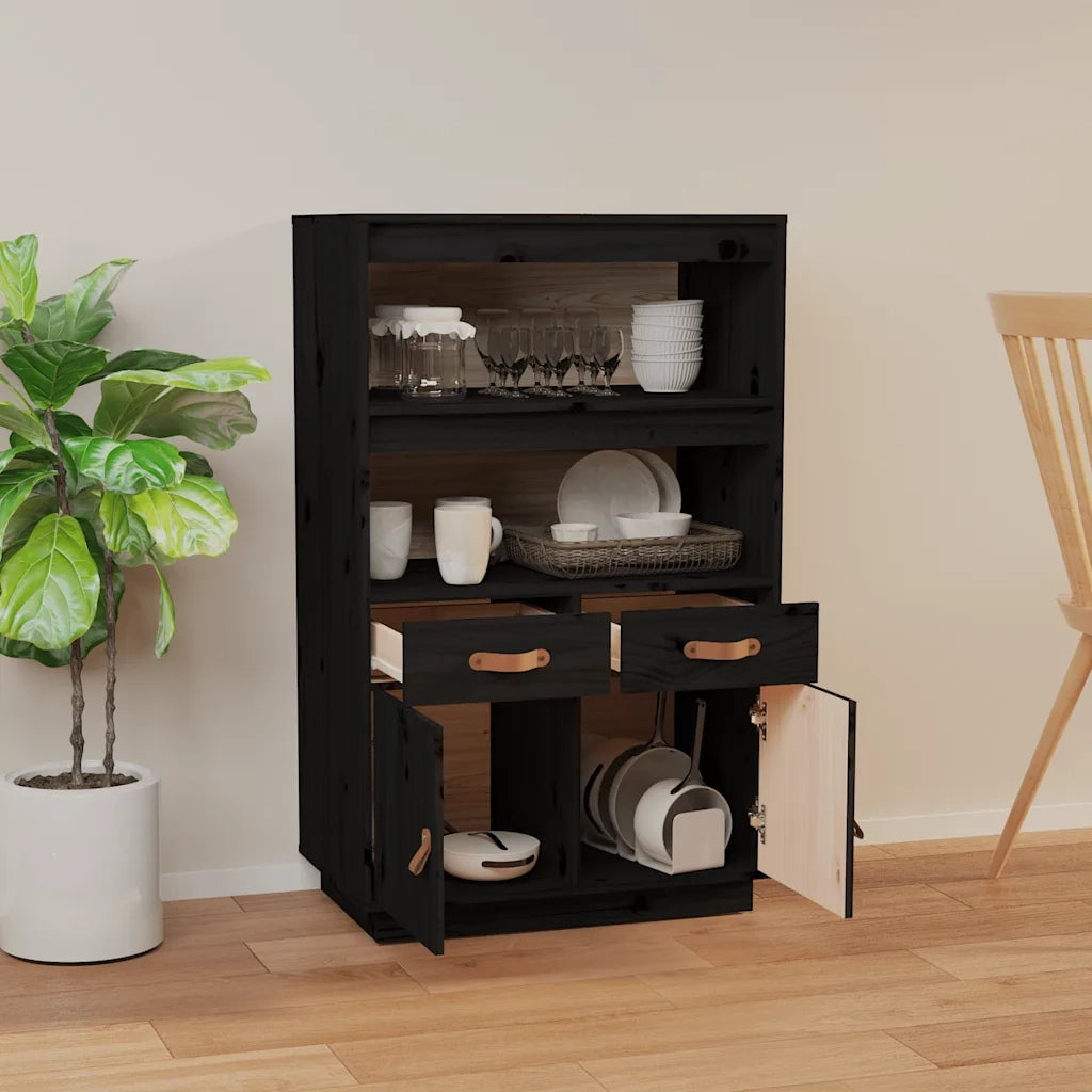 Credenza | Madia | Buffet da pranzo | Armadio da pranzo Nera 67x40x108,5 cm in Legno Massello di Pino