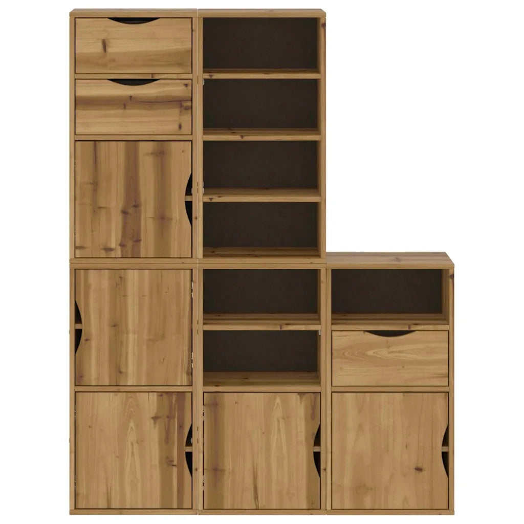 Armadietti Laterali 5 pz ODDA 40x24x79 cm Legno Massello Pino