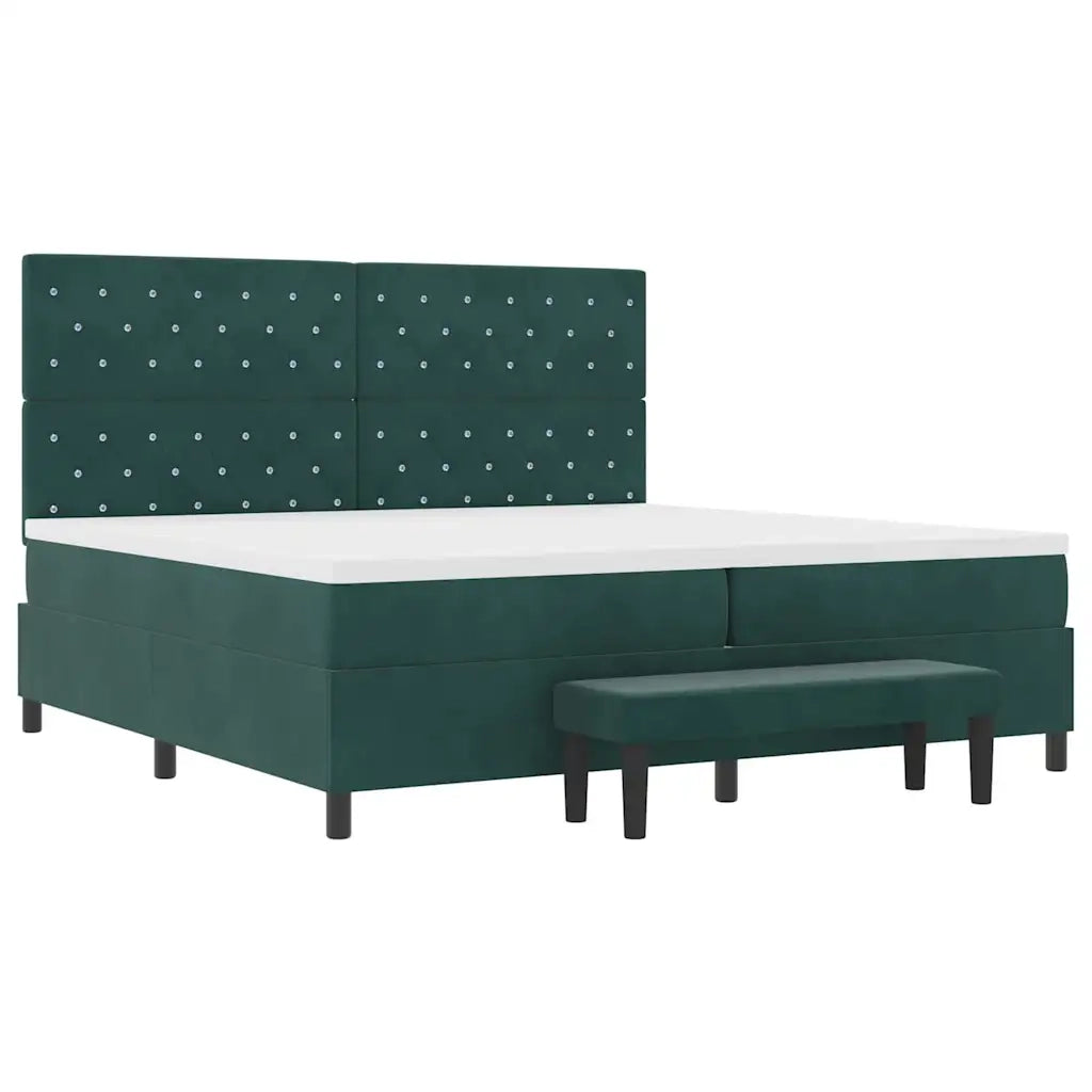 Letto a molle con materasso Verde scuro 200 x 200 cm Velluto