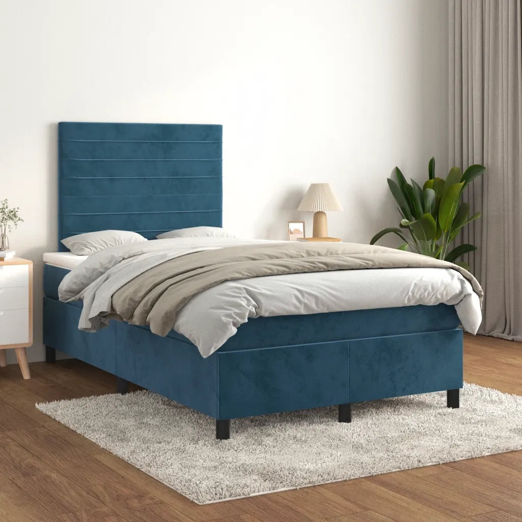 Giroletto a Molle con Materasso Blu Scuro 120x190 cm in Vellutocod mxl 92478