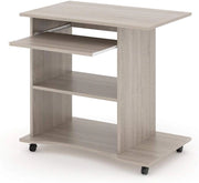 Scrivania con ruote Harm, Sonoma, 80 x 50 cm, con ruote e ripiano estraibile per tastiera, posizionabile salvaspazio