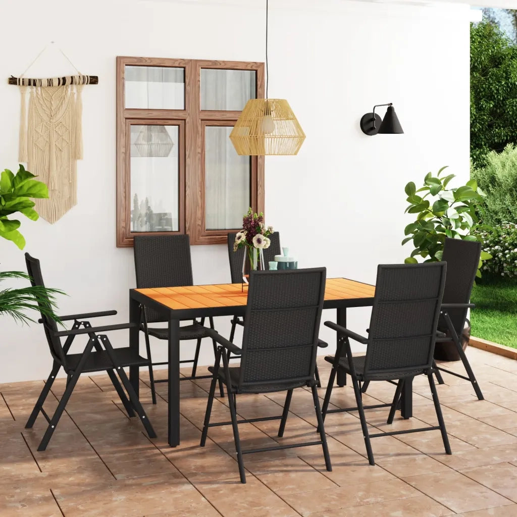 Set da Pranzo da Giardino 7 pz Nero e Marrone 3060055