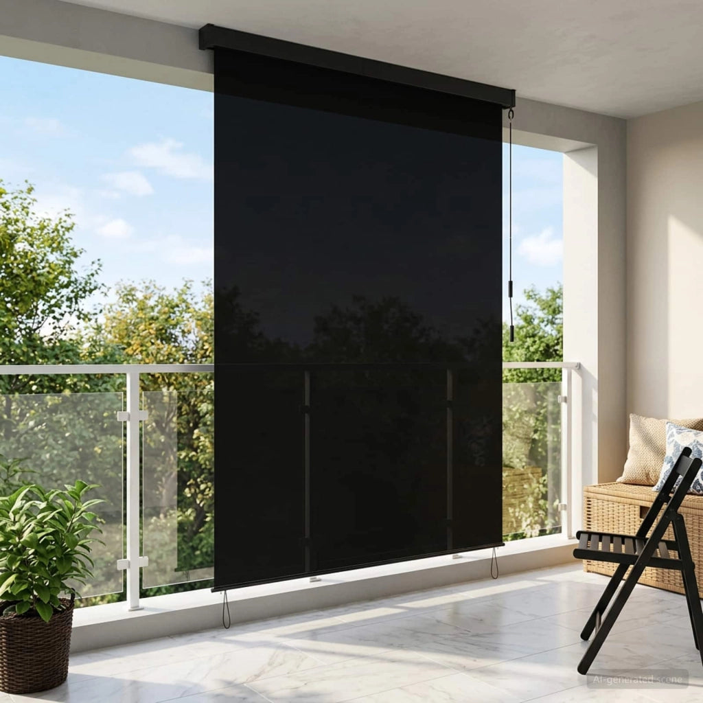 Tenda a rullo Nero 140 x 250 cm Tessuto e Alluminio 42037187