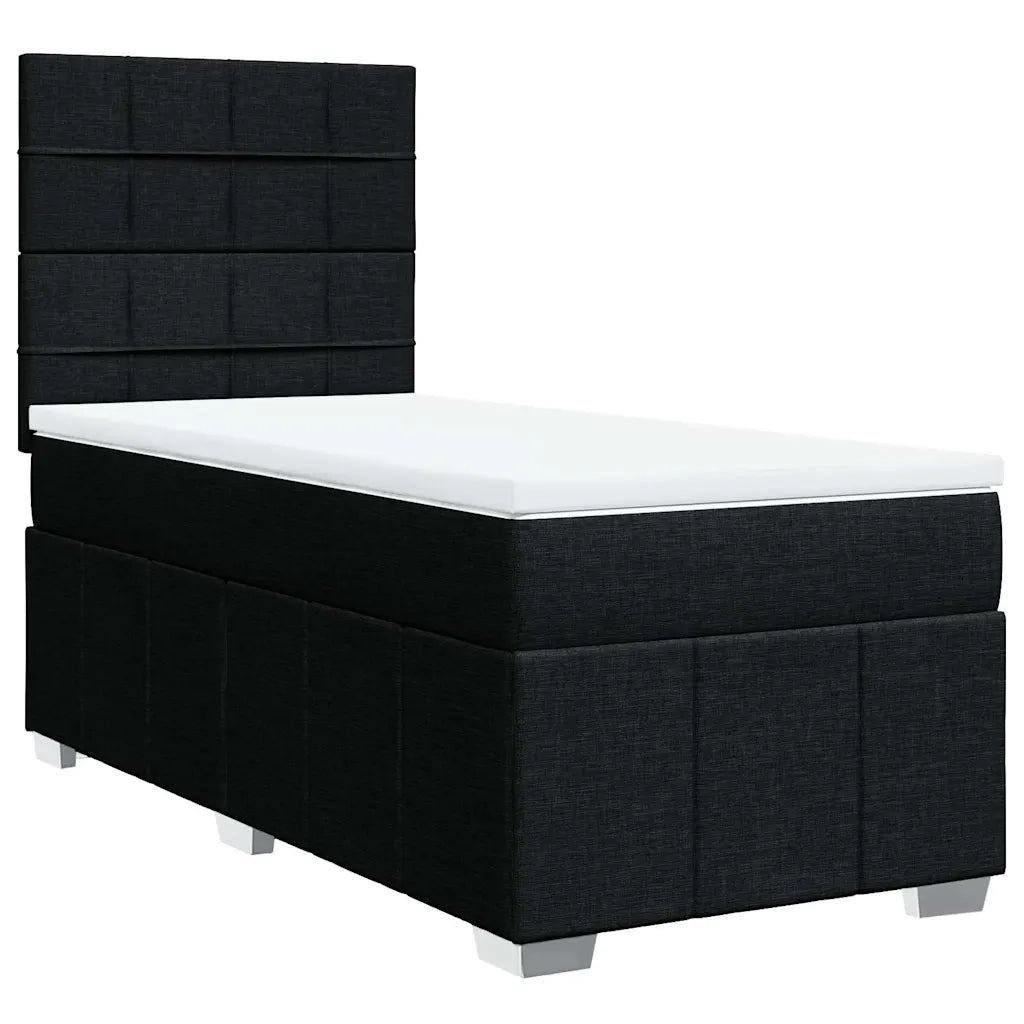 Giroletto a Molle con Materasso-Struttura Letto Nero 90x190 cm in Tessuto 668880