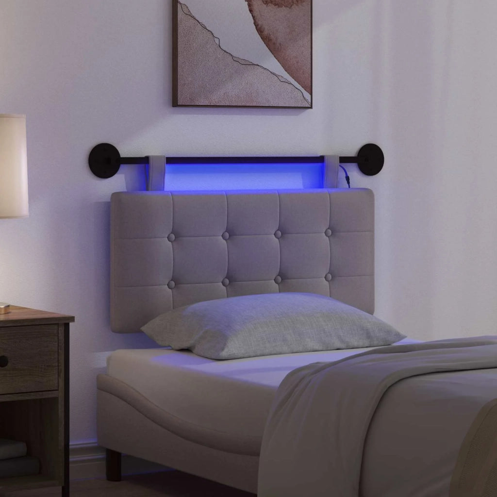 Testiera sospesa Con luce LED Tortora Tessuto