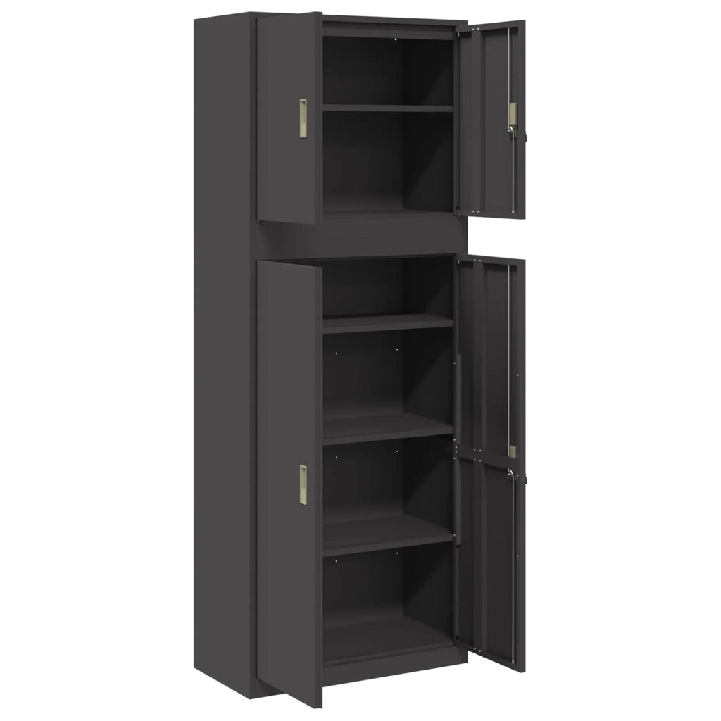 Armadio 2 pz Nero 80 x 40 x 210 cm Acciaio Bloccabile 3438741