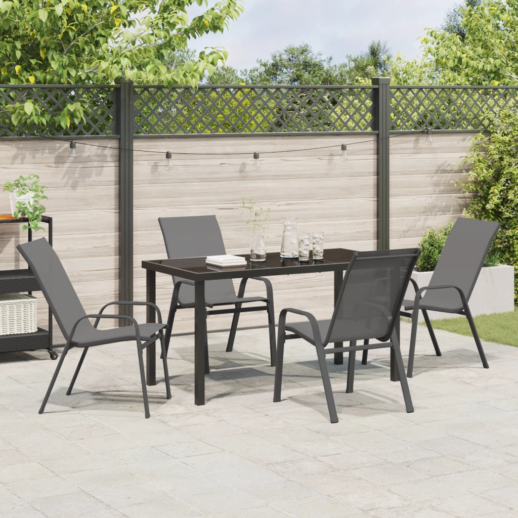 Set Tavolo da Giardino  5 Pezzi Grigio Textilene e Acciaio