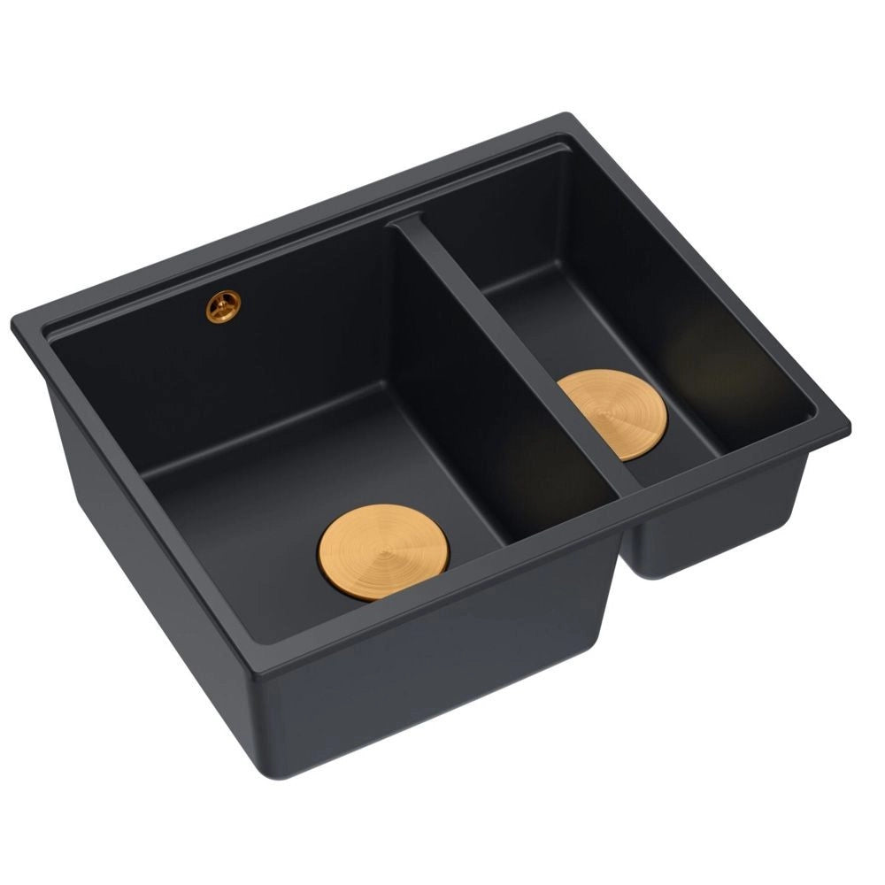 Lavello In Granito Logan 150 Black Tappo oro