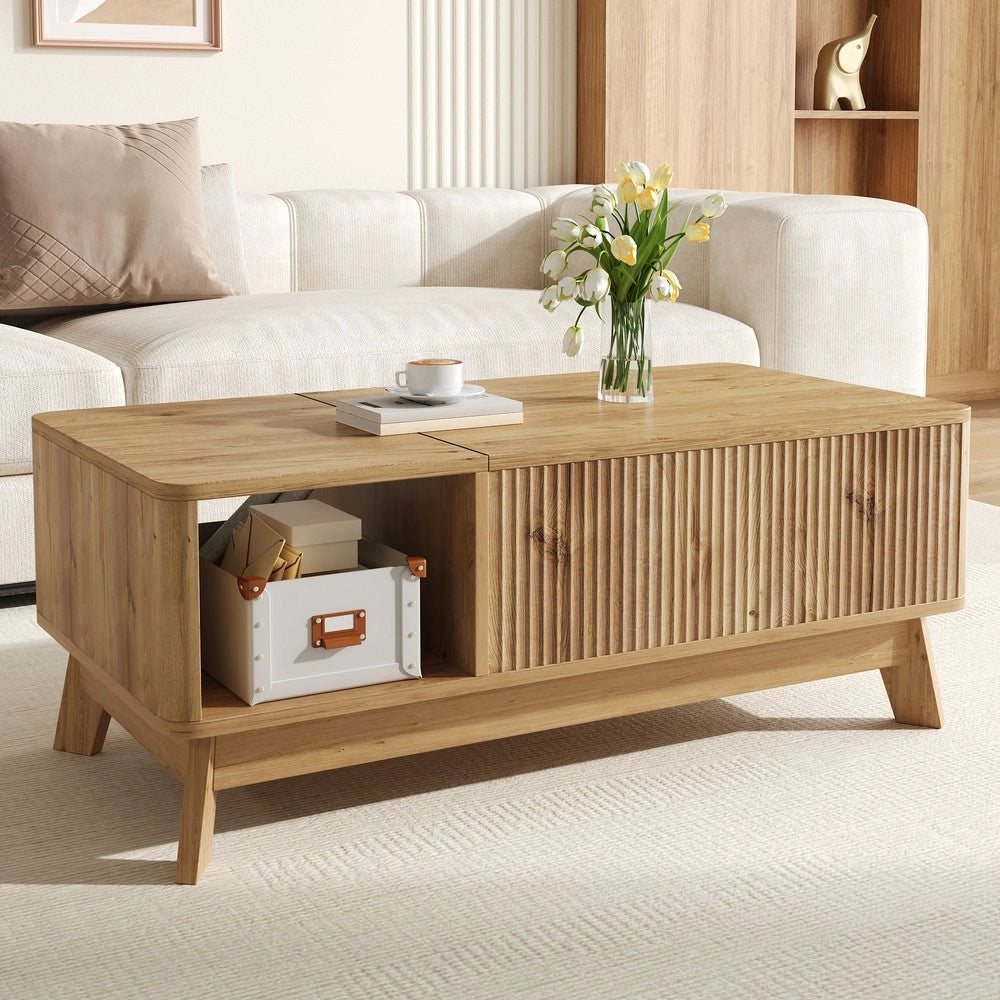 Tavolino da Caff¨¨ con Piano Alzabile ¨C Xylo ¨C MDF, Design Moderno, Vano Laterale
