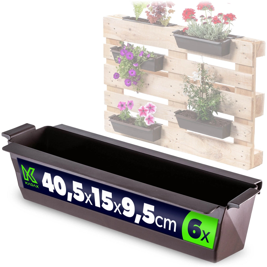 Vaso da fiori KADAX, vasi da fiori per Europallets, scatola da 40 cm, 6 pezzi