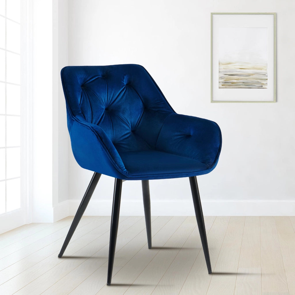 Set di 2 sedie da pranzo Cassis Velvet blu,Velluto