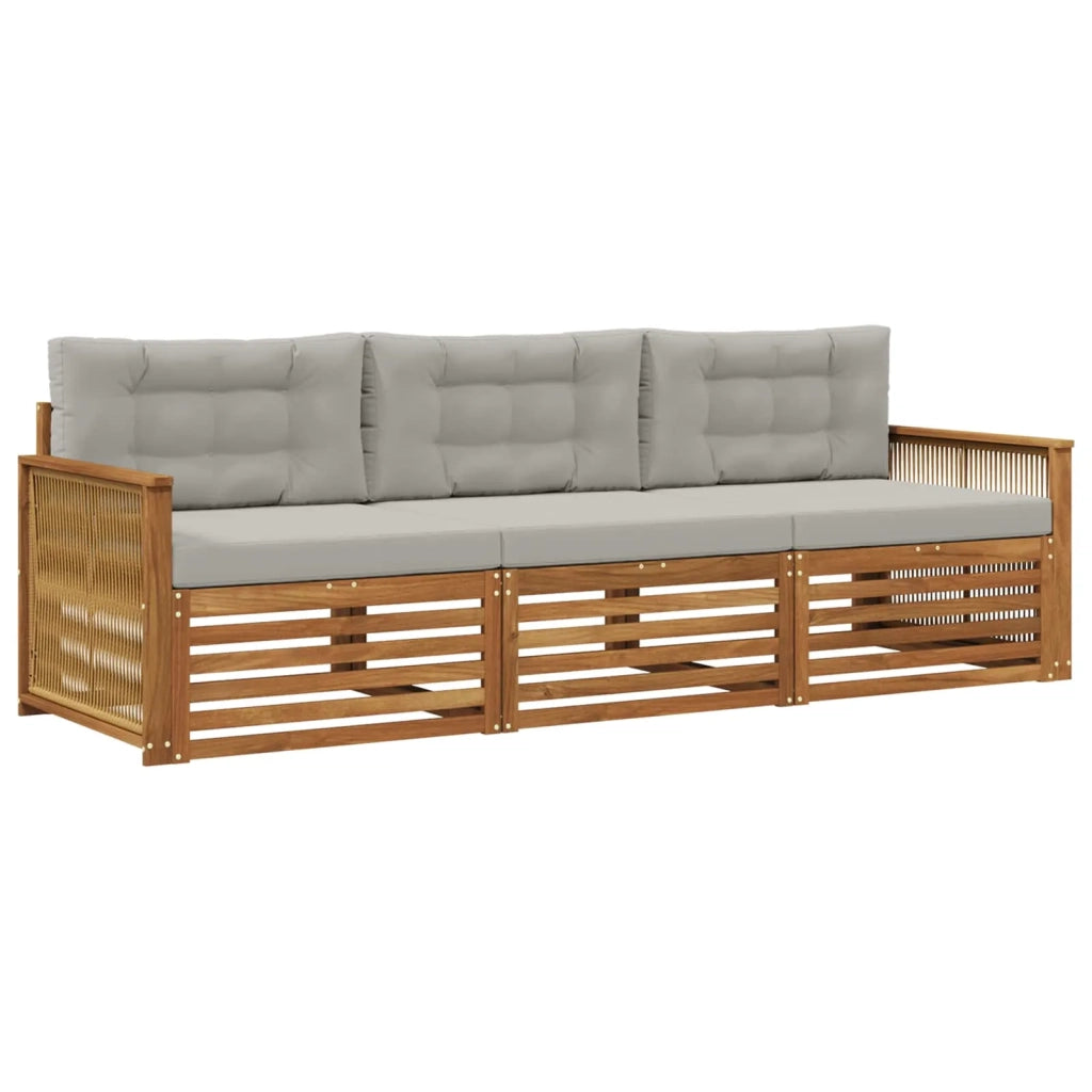 Set di divani da esterno 3 pz Naturale e Grigio Chiaro 3382969