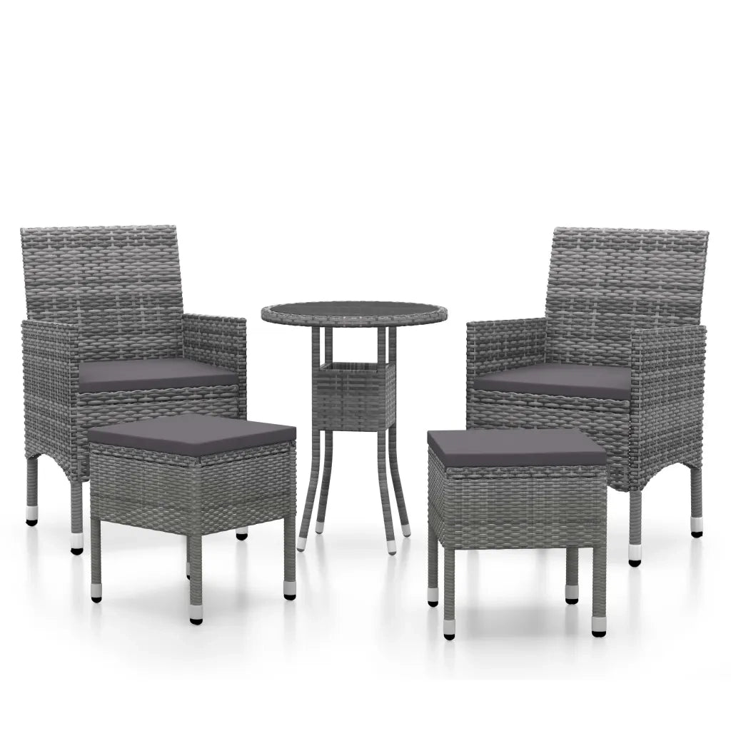 Set Divani da Giardino 5 pz | Set Salotto da Giardino in Polyrattan Grigio