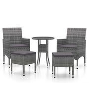 Set Divani da Giardino 5 pz | Set Salotto da Giardino in Polyrattan Grigio