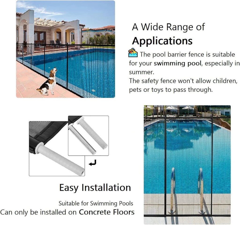 Recinzione di Protezione per Piscina, Barriera di Sicurezza Pieghevole in Alluminio e Acciaio Inox per Piscina Laghetto Giardino con Kit di Montaggio, 366 x 125cm