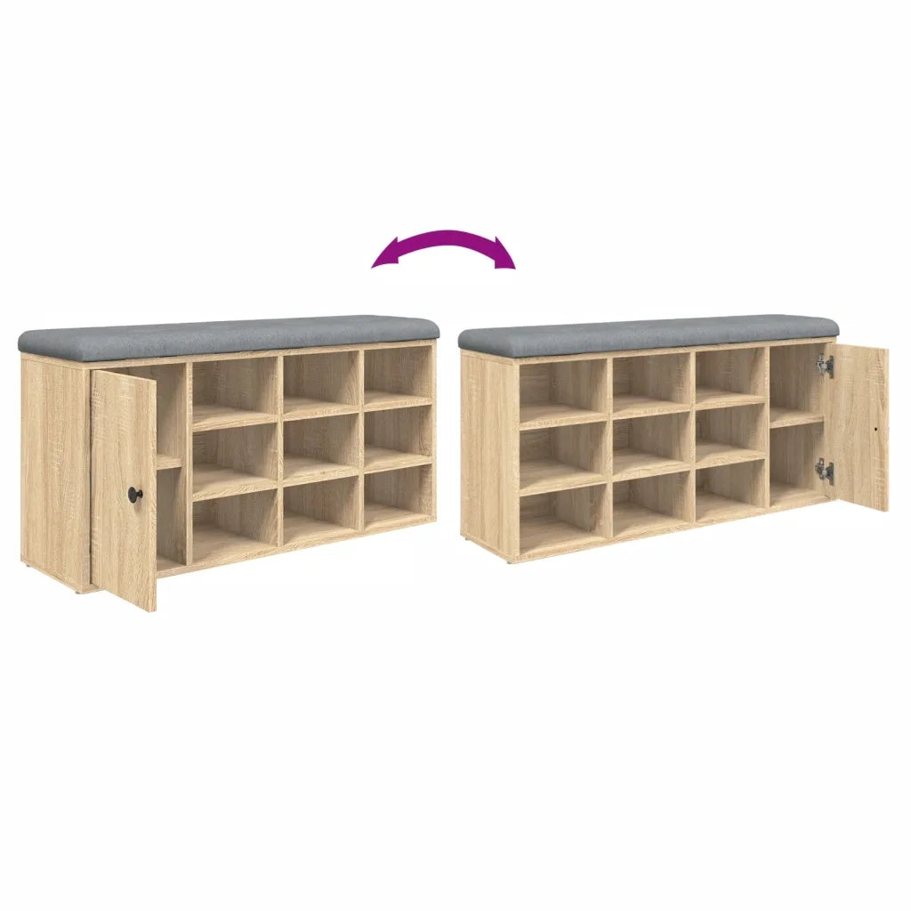 Panca Porta Scarpe Rovere Sonoma 102x32x50 cm Legno Multistrato
