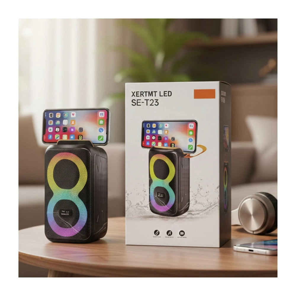 Trade Shop - Cassa Altoparlante Bluetooth Portatile Con Supporto Telefono Se-t23 Luci Rgb Bassi Potenti -