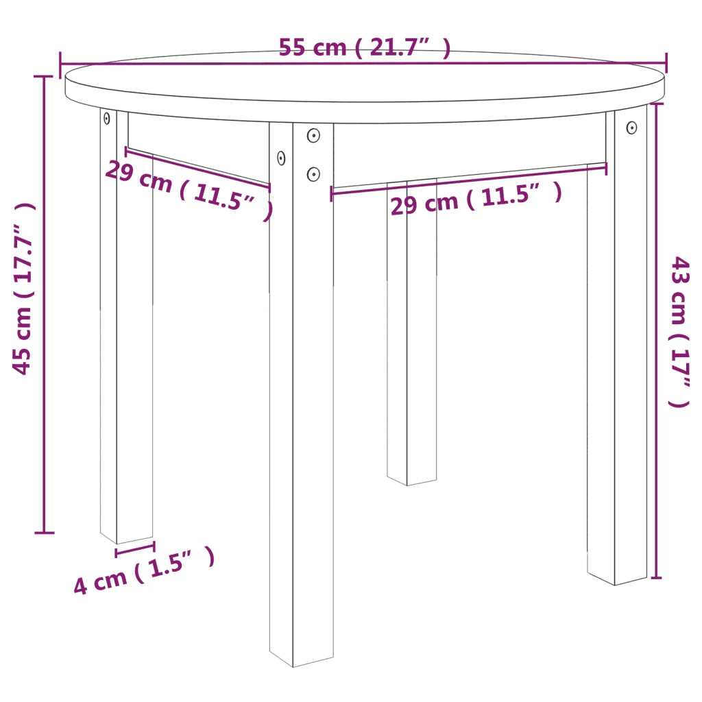 Tavolino da Salotto Bianco Ø 55x45 cm in Legno Massello di Pino 822328
