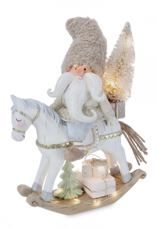 Cavallino a dondolo Desley con Babbo Natale e LED