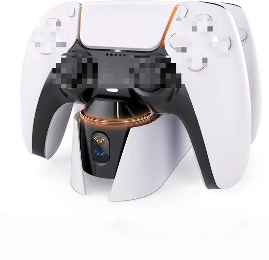 Stazione di ricarica doppia adatta per controlli PS5 - Adatta per controlli PS5 senza fili con indicatore LED - Stazione di ricarica veloce adatta per controlli DualSense di PlayStation 5