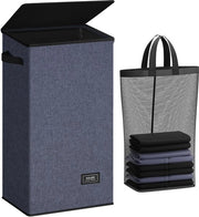 Contenitore per la raccolta della biancheria con coperchio e sacchetto per il bucato - Grande separatore per bucato per bagno, camera da letto, area bucato, camera dei bambini
