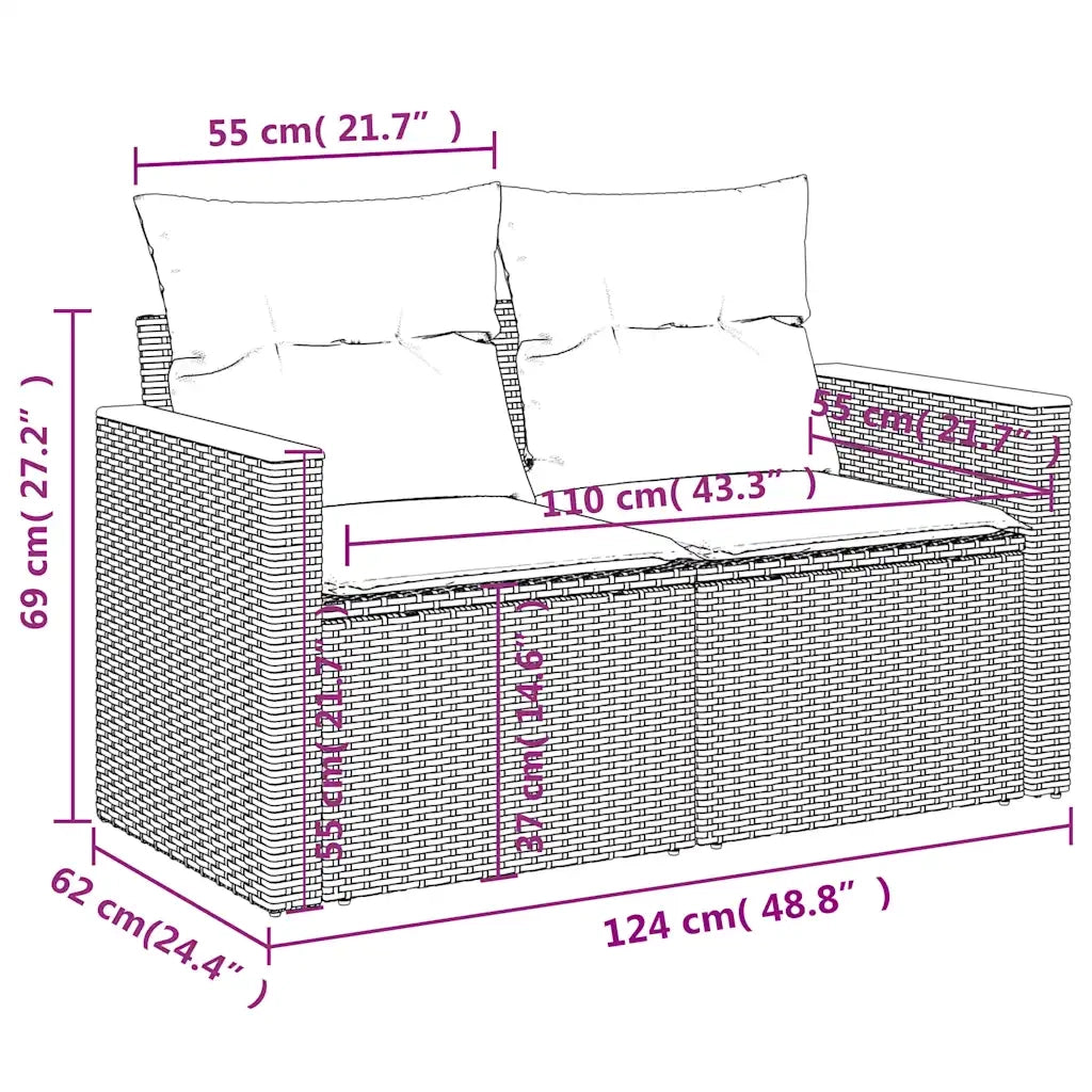 Set Divani da Giardino 10 pz con Cuscini Nero in Polyrattan 3226379