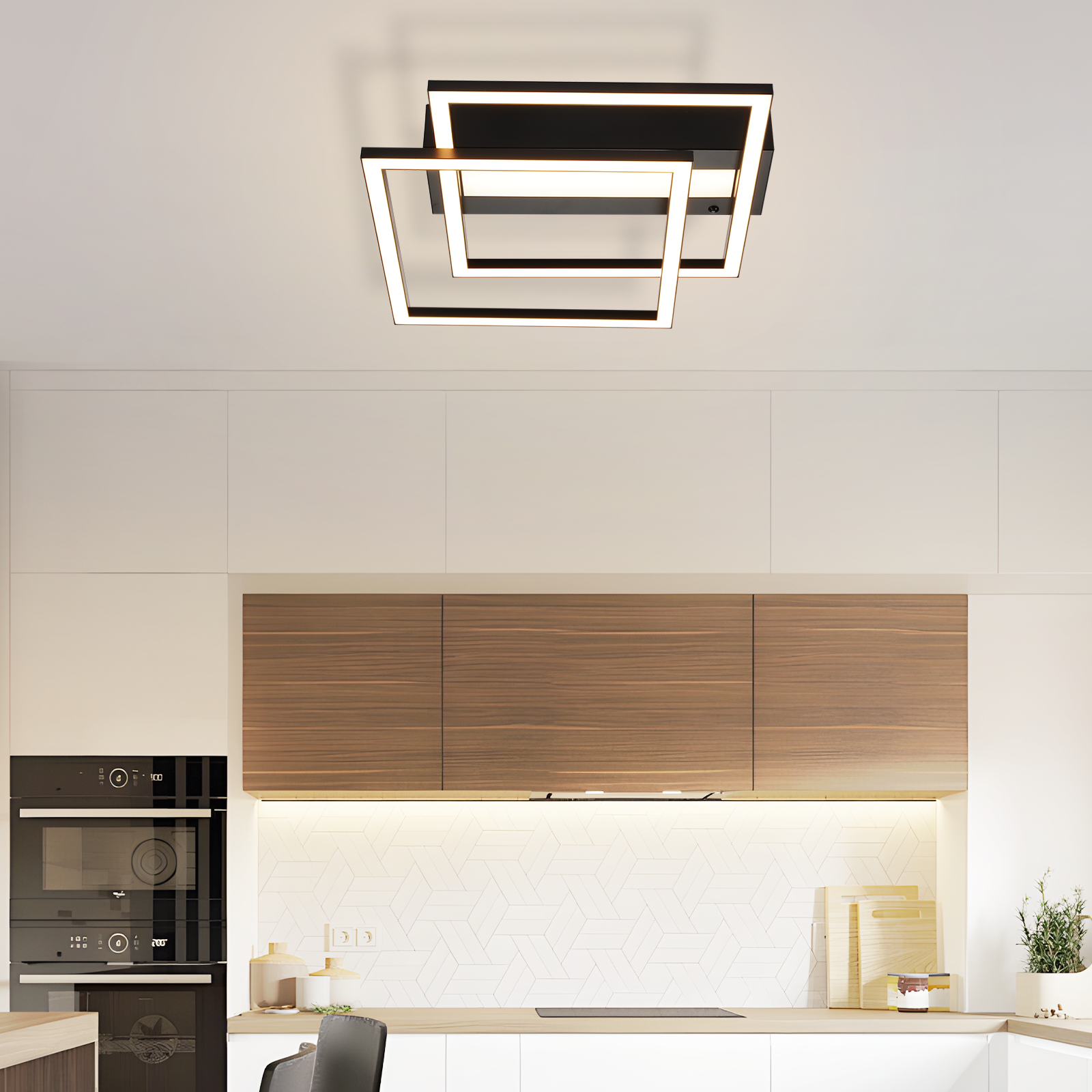 ZMH Lampada da soffitto LED 42W nera dimmerabile telecomando per cucina camera letto