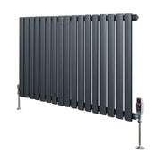 Radiatore Orizzontale Ovale 600x1020mm Grigio Antracite con Valvole TRV