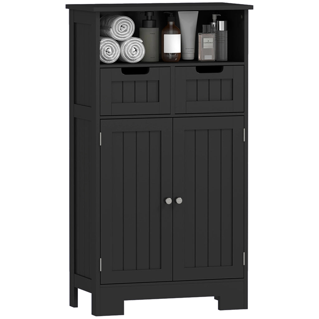 Mobile Bagno Sottolavabo con 2 Ante e 2 Cassetti ¨C zephmum ¨C Nero 60x30x50 cm