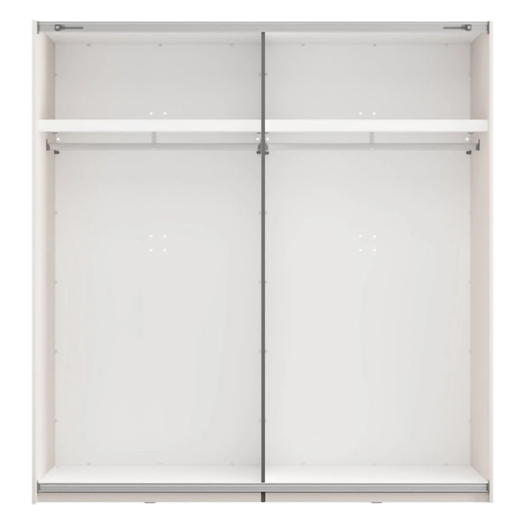 Armadio Camera da Letto Asilah, Guardaroba 2 Ante Appendiabiti, 195x205h cm Bianco Crema