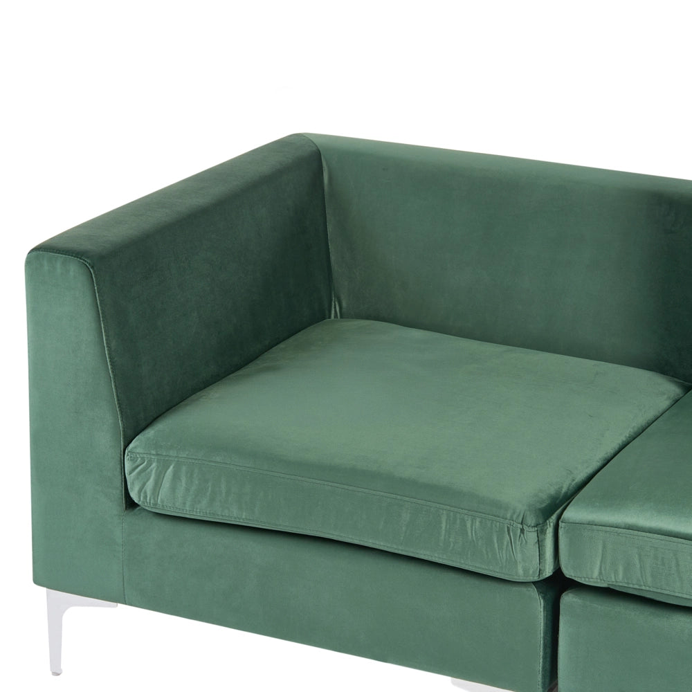 Divano componibile in velluto grigio a 2 posti con gambe in metallo verde Stile glamour