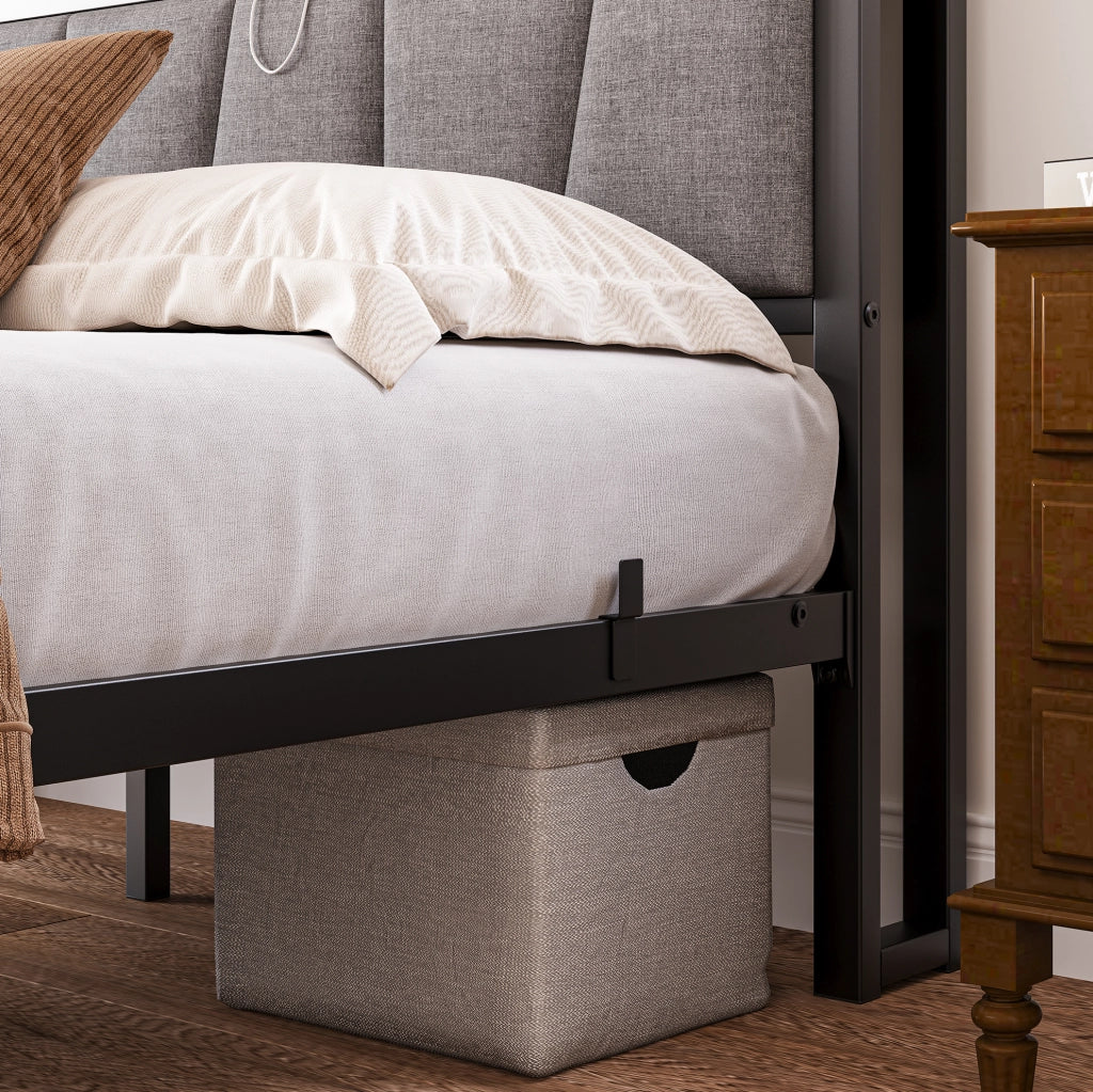 Letto matrimoniale 140x190 cm con LED, USB e presa