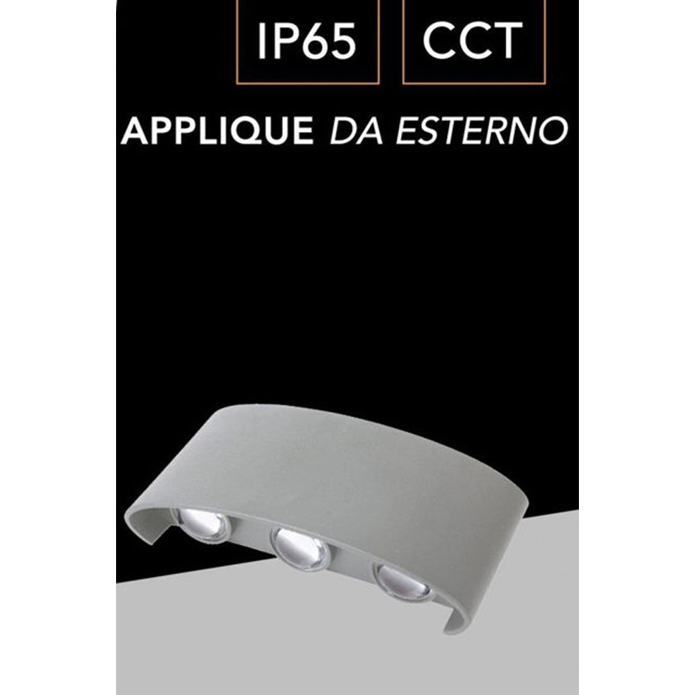 Trade Shop - Applique Lampada Led Da Muro Doppia Emissione Luminosa 16w Luce Selezionabile Cct Es68-3c - Grigio