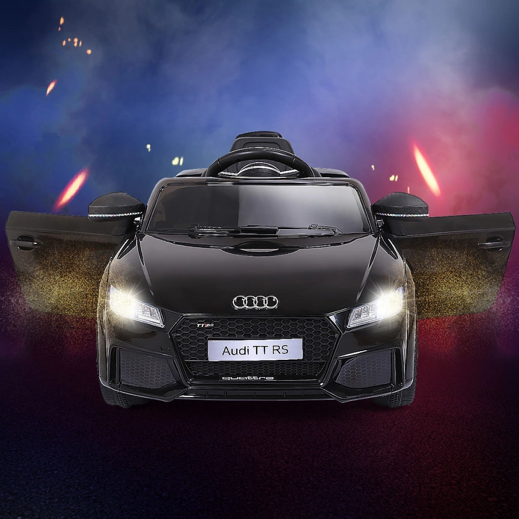 Macchinina per bambini con 2 motori telecomando MP3, Audi TTRS con batteria 12 V per bambini, Nero-Macchinine giocattoli