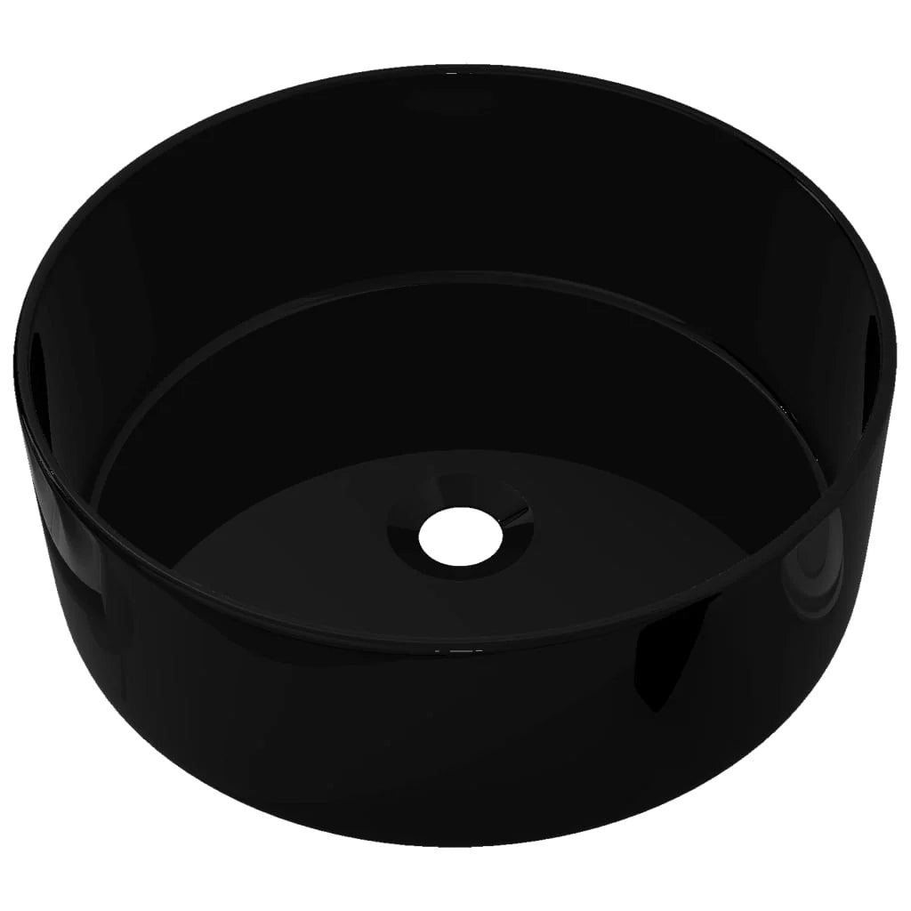 Lavabo tondo 40x15 cm lavabo bagno ceramica nero 02_0002541