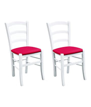 Set 2 sedie legno massello bianco seduta imbottita rosso - Mobili 2G