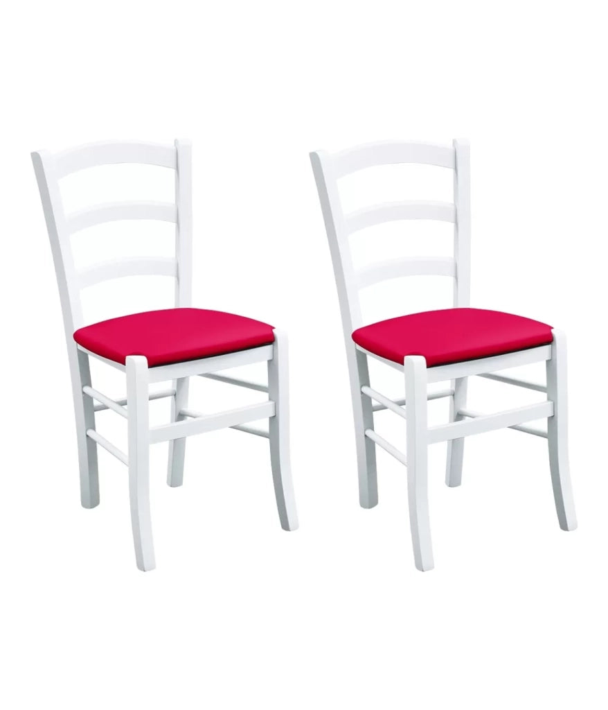 Set 2 sedie legno massello bianco seduta imbottita rosso - Mobili 2G