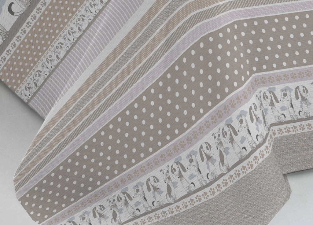 Copriletto Piquet Primavera Estate 100% Cotone Disegno Bau Bau - Matrimoniale - Beige