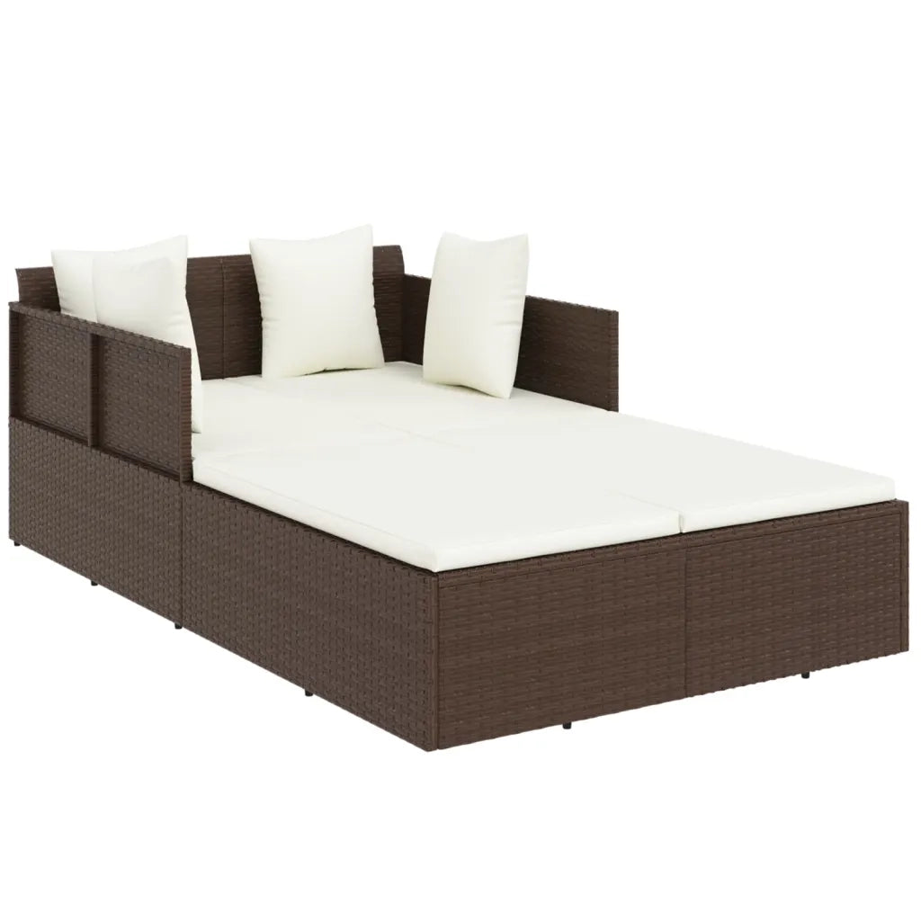 Lettino con Cuscini Marrone 182x118x63 cm in Polyrattan CFW2066091