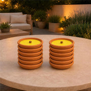 SET 12 CANDELE ALLA CITRONELLA IN CIOTOLA DI TERRACOTTA Ø14 CM – CANDELE DA ESTERNO