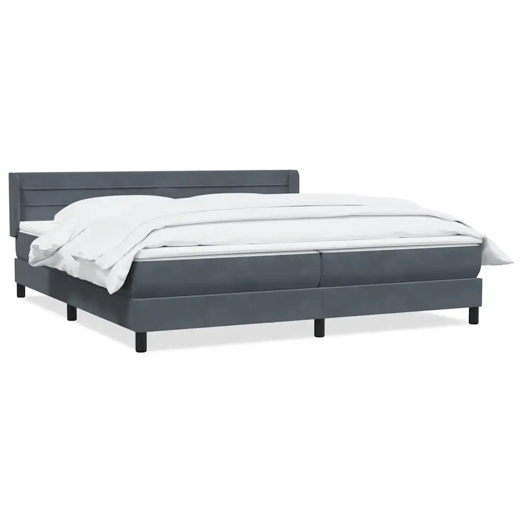 Giroletto a Molle con Materasso Grigio Scuro 180x220 cm Velluto