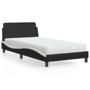 Letto con Materasso Dover Nero e Bianco 100x200 cm in Similpelle