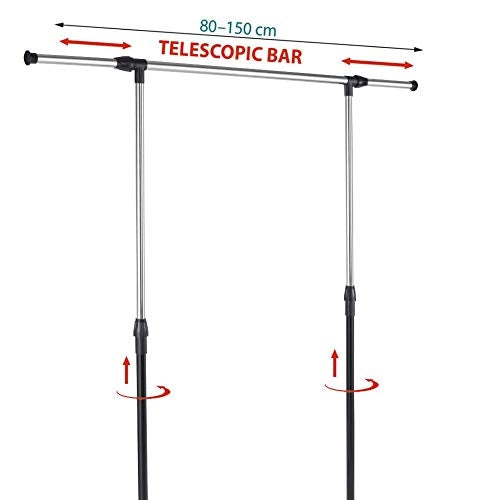Stand Appendiabiti Allungabile Singolo Asta Estensibile con Ruote 89x41x93/145