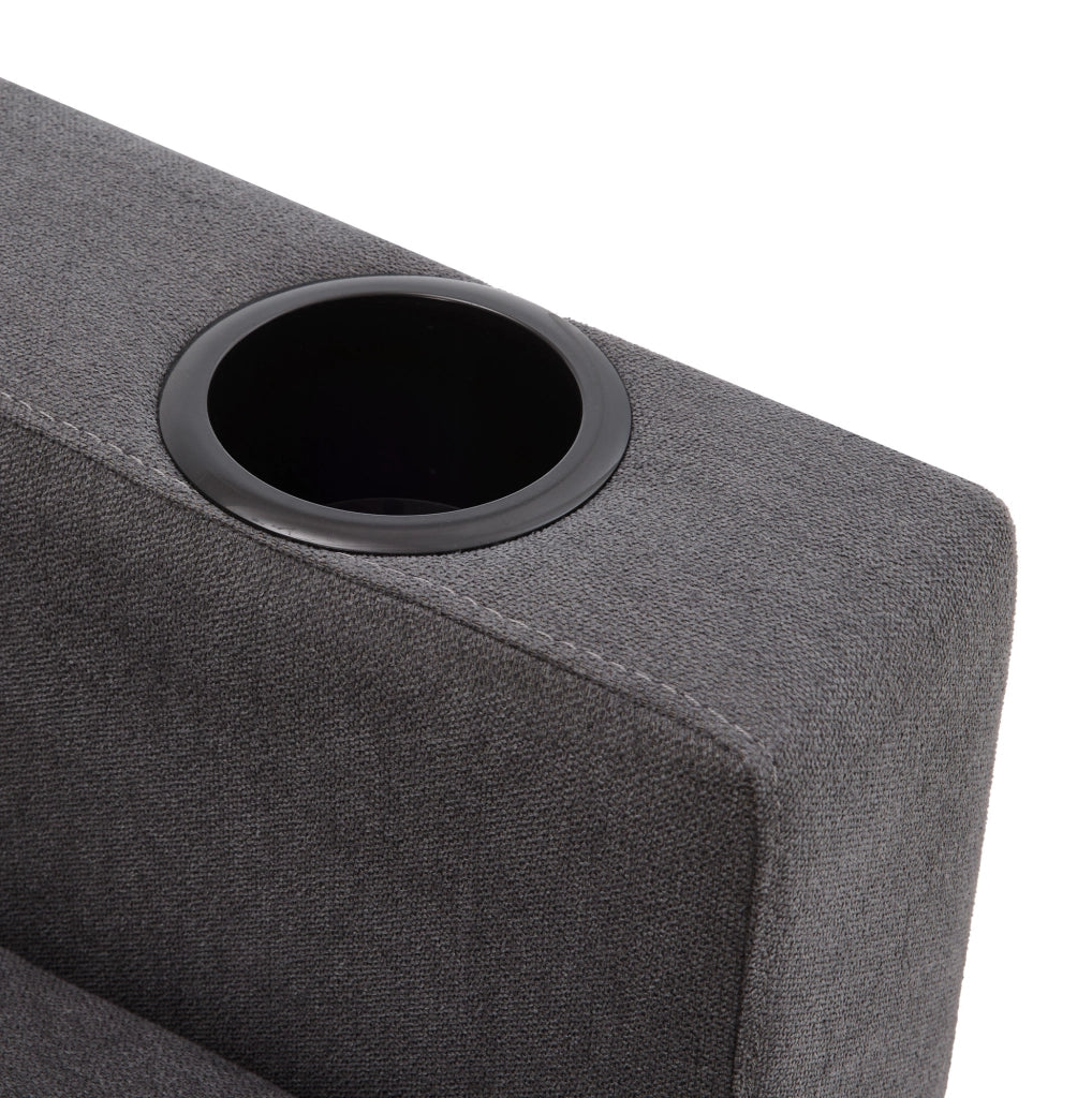 Divano angolare 3 posti con chaise longue e contenitore grigio scuro