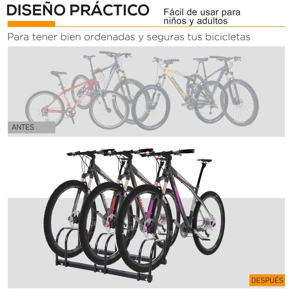 Portabiciclette per 3 Bici ¨C Zephmum ¨C Acciaio 76x33x27 cm Nero