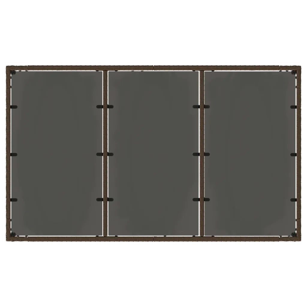 Tavolo Giardino | Tavolino da esterno Piano in Vetro Marrone 150x90x75 cm Polyrattan