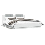 Letto matrimoniale | Letto per adulti | Giroletto con Testiera Bianco 160x200 cm in Legno Multistrato